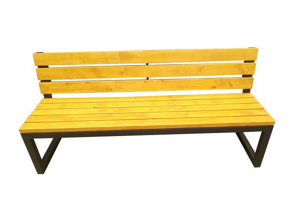 Sitzbank aus Stahl/Holz mit Rückenlehne 81 - gesamthohe: 85cm
