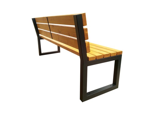 Sitzbank aus Stahl/Holz mit Rückenlehne 81 - Material: verzinkter Stahl mit Pulverbeschichtung in R
