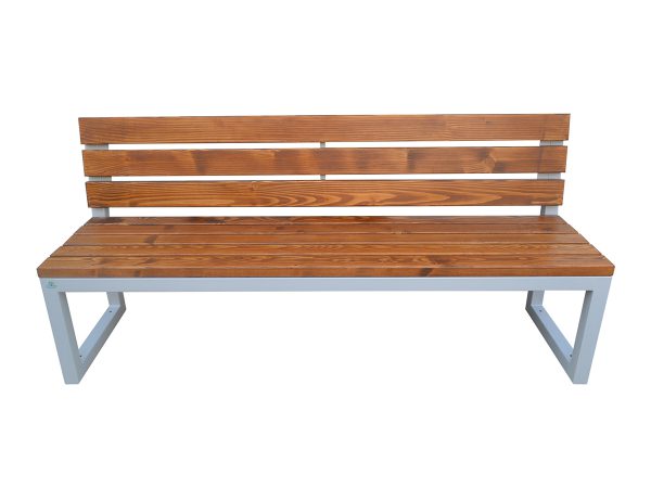 Sitzbank aus Stahl/Holz mit Rückenlehne 81 - Befestigungsart: zum aufschrauben