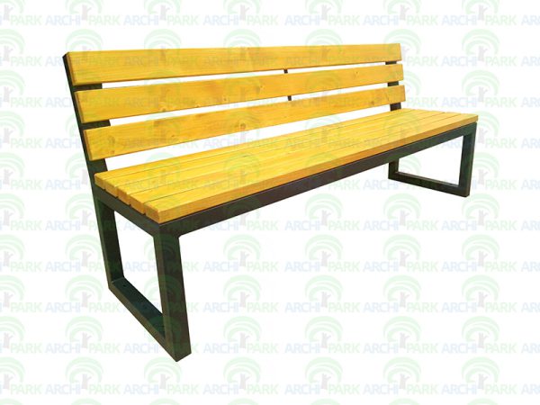 Sitzbank aus Stahl/Holz mit Rückenlehne 81 - gesamtlange: 180cm