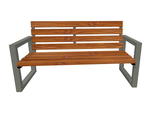 Sitzbank aus Stahl/Holz mit Rückenlehne 91 - Länge:  180cm