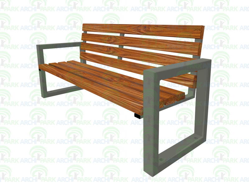 Sitzbank aus Stahl/Holz mit Rückenlehne 91 - Länge: 150cm