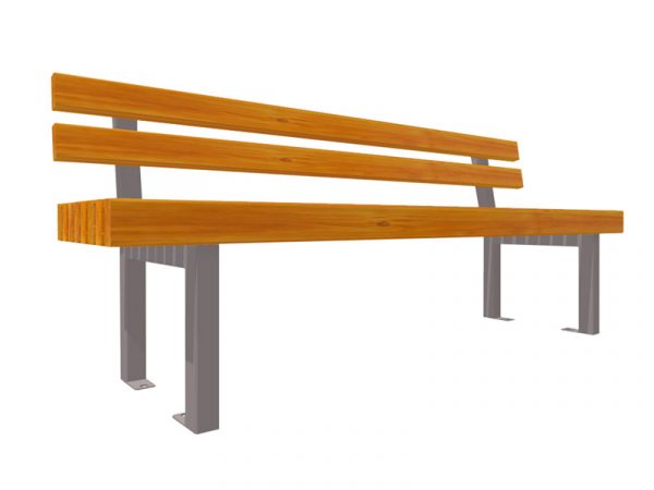 Sitzbank mit Lehne mit vertikalen Bretter 99 - Länge:  180cm