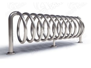 Spiral-Fahrradständer – Spirale Typ B, aus Stahl oder Edelstahl, Länge 100cm,150cm,200cm,300cm - rohr-beine: Ø 48,3mm