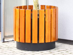 Stadtblumentopf aus Stahl und Holz R1 - gesamthohe: 55cm