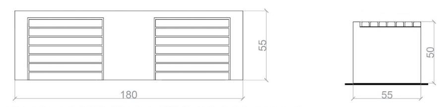 Technische Zeichnung - Sitzbank aus Beton ARKADIA id. 1011