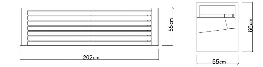 Technische Zeichnung - Sitzbank aus Beton NOVA id. 1004