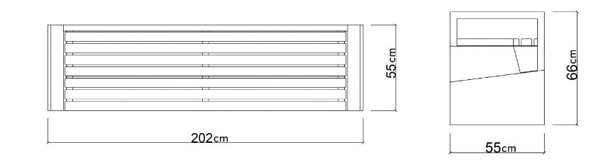 Technische Zeichnung - Sitzbank aus Beton NOVA id. 1003