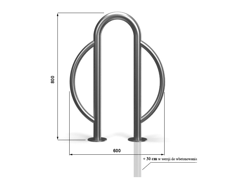 Technische Zeichnung - Anlehnbügel Fahrradständer U kleiner Bogen II INOX