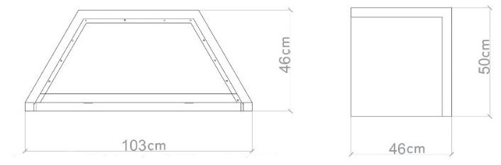 Technische Zeichnung - Blumenkübel aus Beton, Stahl und Holz id. 3022