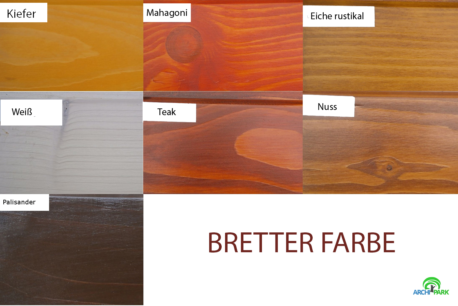 Verfügbare Farben - Holzbank 1