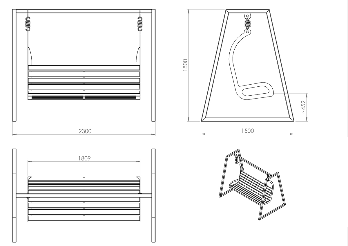 Technische Zeichnung - Gartenschaukel für Wohnsiedlungen