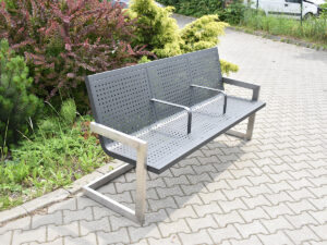 Sitzbank aus Edelstahl 3 Sitzplätze INOX KR08 - profil: 60x30x2mm, 40x40x1,5mm