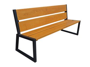 Sitzbank aus Stahl/Holz mit Rückenlehne 79 - gesamthohe: 85cm