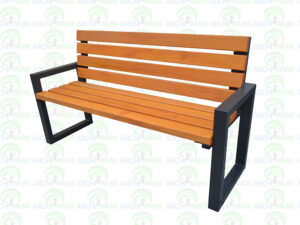 Sitzbank aus Stahl/Holz mit Rückenlehne 91 - Länge: 150cm
