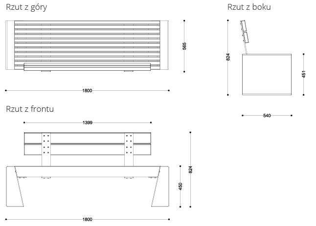 Technische Zeichnung - Parkbank LSN 18.03