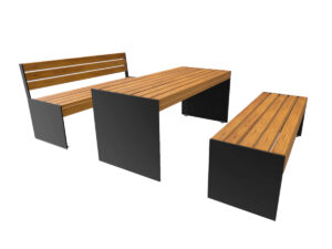 Picknick-Set aus verzinktem Stahl No 3 | Bänke mit oder ohne Rückenlehne - Ausführung: Mit Bänken ohne Rückenlehne
