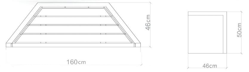 Technische Zeichnung - Trapezbank aus Beton ohne Rückenlehne ALMA id. 1019