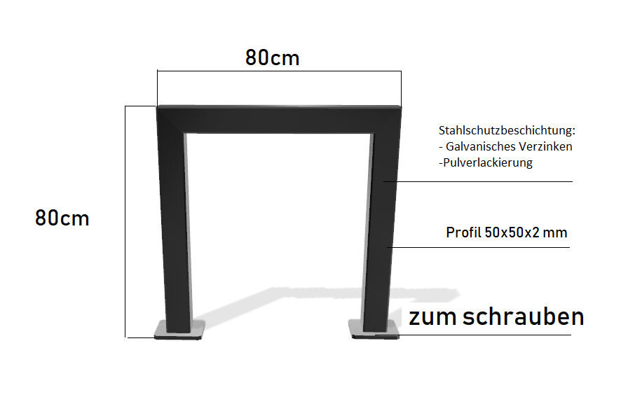 Technische Zeichnung - Fahrradständer DR2 – aus dem Profil 50×50 mm